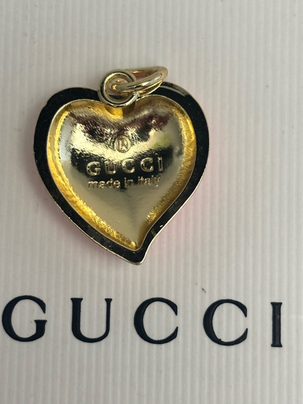 Gucci Pink Enamel Heart Charm with Gold Lightning Bolt - Picture 5 of 6